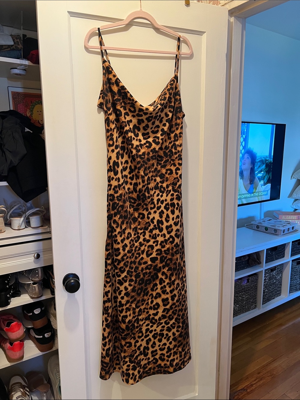 Leopard Print Slip Dress - Brown